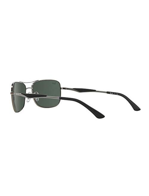 Ray-Ban Men's RB3515 Metal Polarized Square Sunglasses