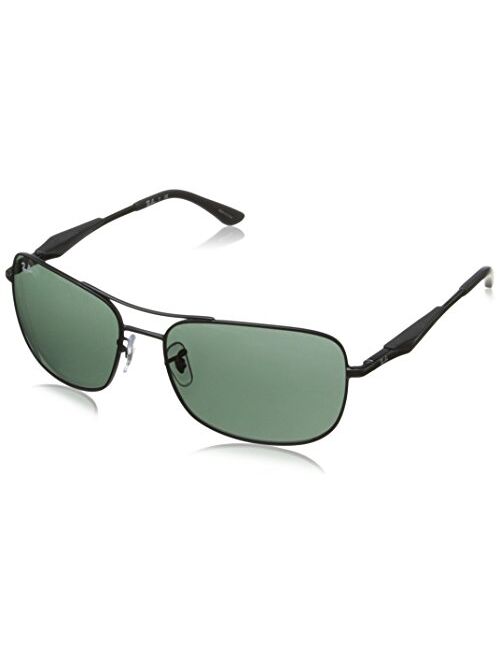 Ray-Ban Men's RB3515 Metal Polarized Square Sunglasses