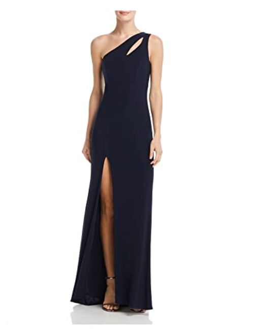 XSCAPE One-Shoulder Cutout Ity with Front Slit