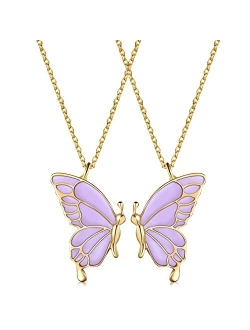 Vanhariacc Best Friend Necklace Butterfly Friendship Pendant Necklace Set Chain for Women Girl BFF Necklace for 2