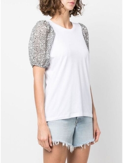 floral puff-sleeve T-shirt