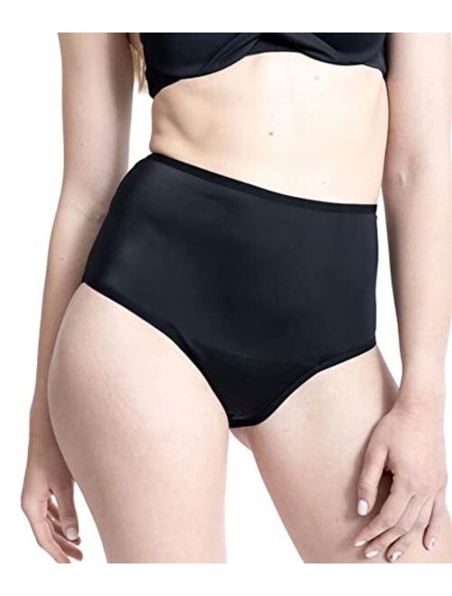 Savvi Wear Period Swimwear - Black Menstrual Leakproof Bikini Bottoms - High Waisted Swim Bottoms for Teens, Girls, Women