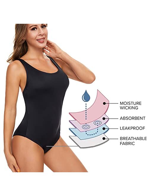 Mordlanka Period Swimwear One Piece Leakproof Swimsuit for Teen Girls Women