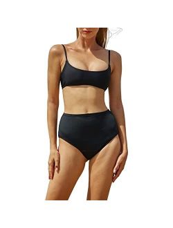 YAFEI Period Swimwear - Black Menstrual Leakproof Bikini Bottoms - High Waisted Swim Bottoms for Teens