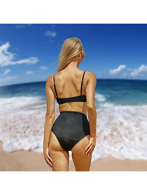 YAFEI Period Swimwear - Black Menstrual Leakproof Bikini Bottoms - High Waisted Swim Bottoms for Teens