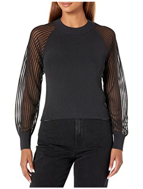 Club Monaco Women's Sheer Sleeve Sweater