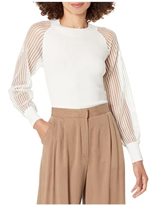 Club Monaco Women's Sheer Sleeve Sweater