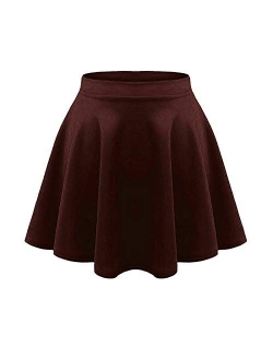 Loxdonz Girls Kids Casual Mini Stretch Waist Flared Plain Pleated Skater Skirt