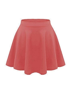 Loxdonz Girls Kids Casual Mini Stretch Waist Flared Plain Pleated Skater Skirt