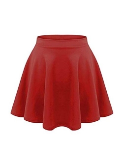 Loxdonz Girls Kids Casual Mini Stretch Waist Flared Plain Pleated Skater Skirt