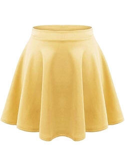 Loxdonz Girls Kids Casual Mini Stretch Waist Flared Plain Pleated Skater Skirt