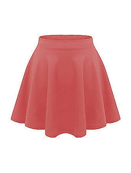 Loxdonz Girls Kids Casual Mini Stretch Waist Flared Plain Pleated Skater Skirt