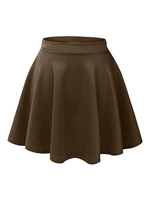 Loxdonz Girls Kids Casual Mini Stretch Waist Flared Plain Pleated Skater Skirt