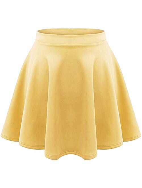 Loxdonz Girls Kids Casual Mini Stretch Waist Flared Plain Pleated Skater Skirt