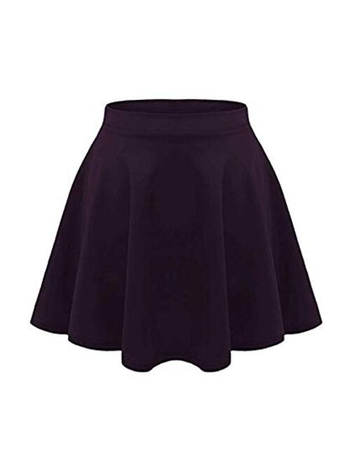 Loxdonz Girls Kids Casual Mini Stretch Waist Flared Plain Pleated Skater Skirt