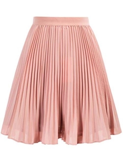 Girl's Pleated Elastic Waist A-line Flared Midi Skirt 6-12 Years