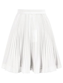 Girl's Pleated Elastic Waist A-line Flared Midi Skirt 6-12 Years