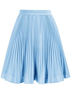 Girl's Pleated Elastic Waist A-line Flared Midi Skirt 6-12 Years