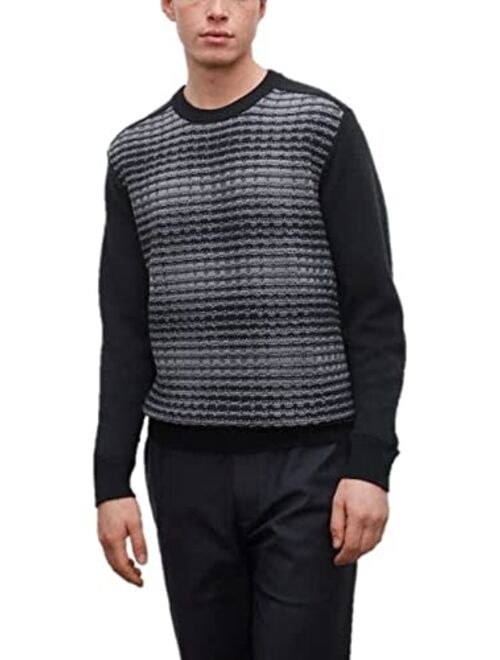 Club Monaco Men's Textured Plaid Crew