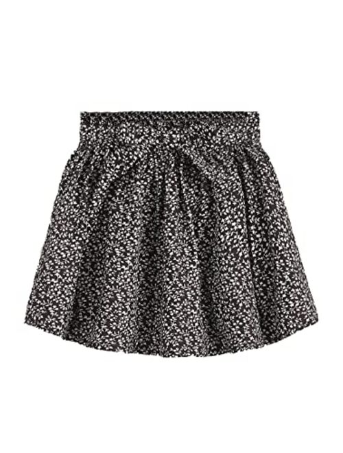 Milumia Girl's Boho Ditsy Floral Paperbag Waist Knot Front Belted A Line Short Skirt