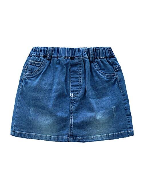 GRANDWISH Little Girls Solid Color Denim Skort 2T-8T