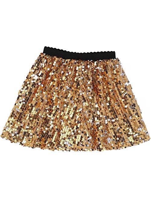 Flofallzique Girls Sequin Skirts Glitter Short Kids Sparkle Skirt Toddler Tutu Girls Clothes