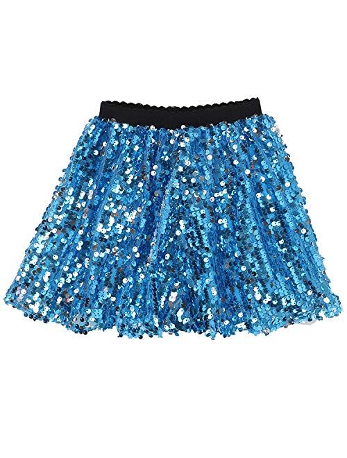 Flofallzique Girls Sequin Skirts Glitter Short Kids Sparkle Skirt Toddler Tutu Girls Clothes