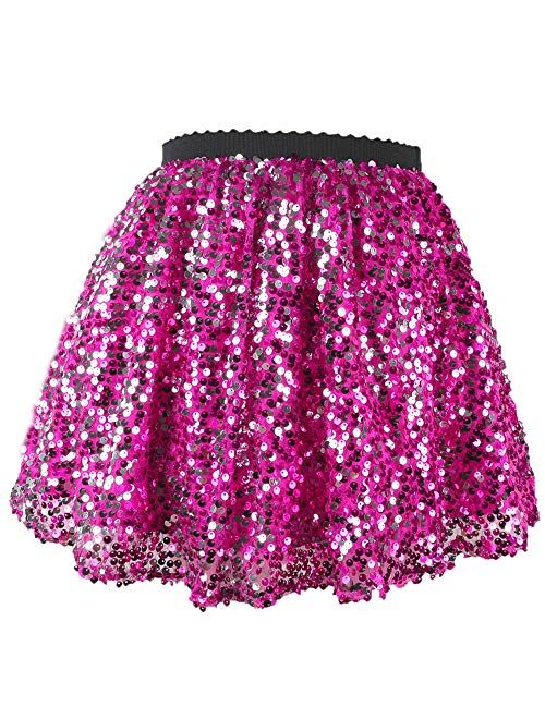 Flofallzique Girls Sequin Skirts Glitter Short Kids Sparkle Skirt Toddler Tutu Girls Clothes