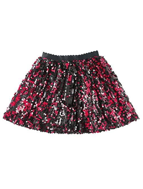 Flofallzique Girls Sequin Skirts Glitter Short Kids Sparkle Skirt Toddler Tutu Girls Clothes