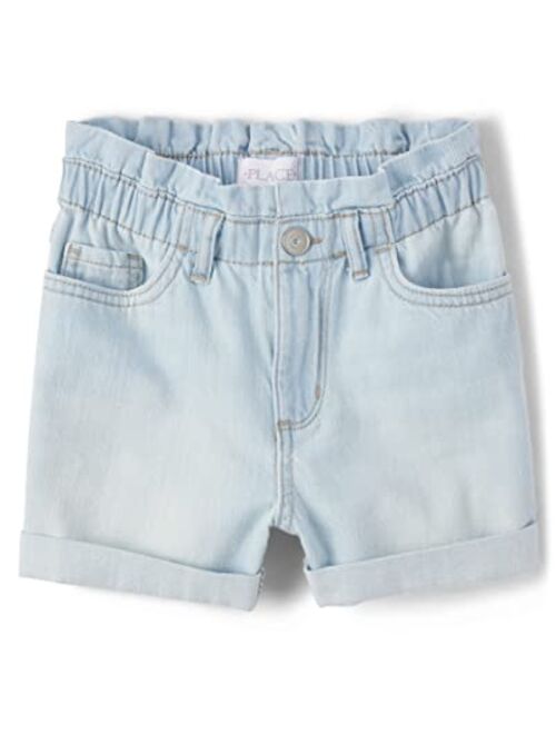 The Children's Place Girls Roll Cuff Denim Shortie Shorts