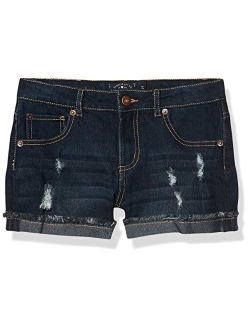 Girls' 5-Pocket Cuffed Stretch Denim Shorts