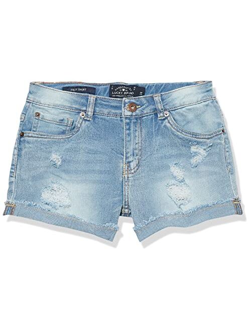 Lucky Brand Girls' 5-Pocket Cuffed Stretch Denim Shorts