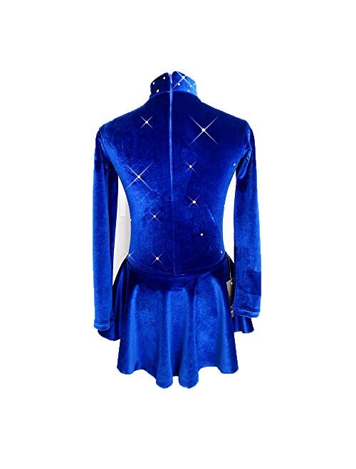 Liuhuo Ice Figure Skating Dress Girls Blue Velvet Skirts Children Dance Costumes Kids