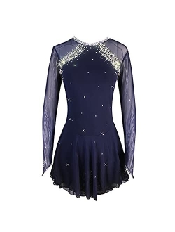 Liuhuo Dark Black Skating Skirt Lady's Skating Costume Girls Simple Generous Figure Skating Dress Women