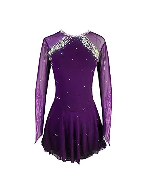 Liuhuo Dark Black Skating Skirt Lady's Skating Costume Girls Simple Generous Figure Skating Dress Women