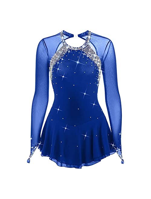 Liuhuo Dark Black Skating Skirt Lady's Skating Costume Girls Simple Generous Figure Skating Dress Women