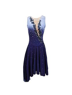 Liuhuo Figure Skating Blue Diamond Competition Dance Ice Skating Dress Long Skirt Ice Butterfly Dance