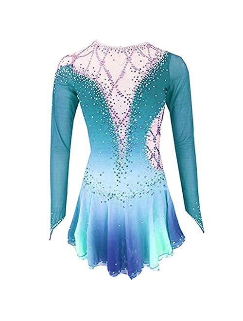 LIUHUO Figure Skating Dress Gradient Purple Long Sleeves Competition Gymnastics Quality Crystals Skating Costumes