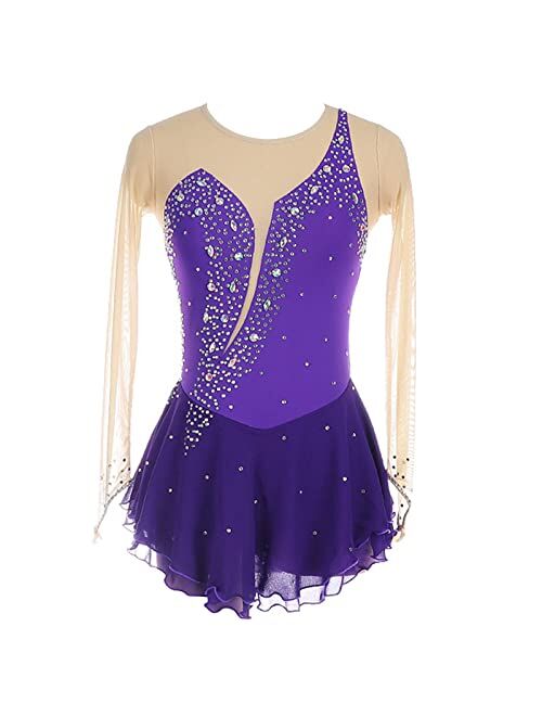 Gyam Women Girls Ice Skating Dress, Figure Skating Dance Tutu Skirt Lyrical Gymnastic Leotard Dance Wear Costumes