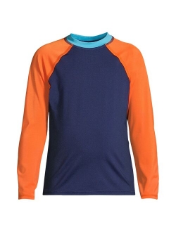 Boys 10-20 Lands' End Long Sleeve Color Block Swim Rash Guard in Husky