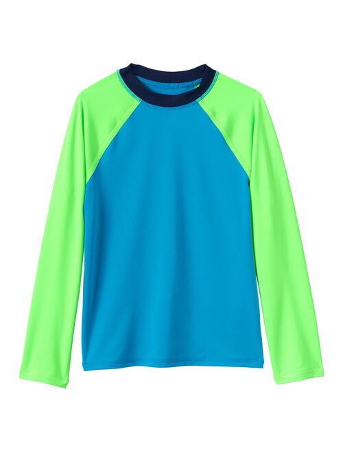 Boys 10-20 Lands' End Long Sleeve Color Block Swim Rash Guard in Husky