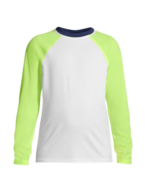 Boys 10-20 Lands' End Long Sleeve Color Block Swim Rash Guard in Husky