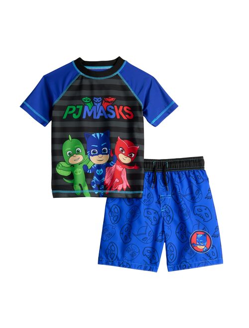 Toddler Boy Disney PJ Masks Rash Guard & Swim Trunks Set