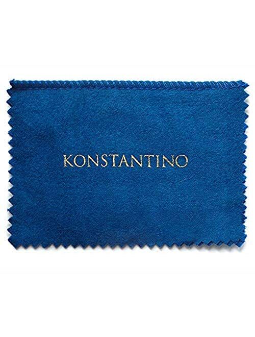 Konstantino Men's Leather Maltese Cross Bracelet, Black, 8.5", Perseus Collection