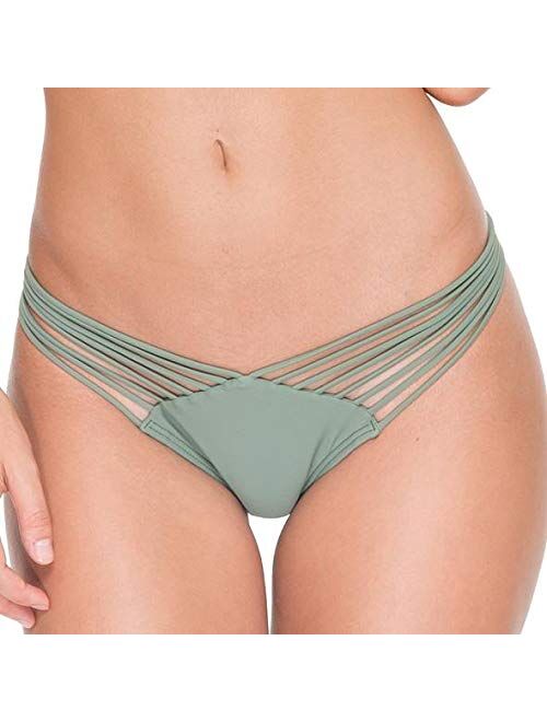 Luli Fama Women's Standard Cosita Buena Wavey Brazilian Ruched Back Bikini Bottom