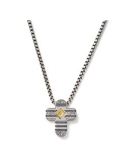 Men's Sterling Silver & 18K gold Cross Necklace, 24 Inch