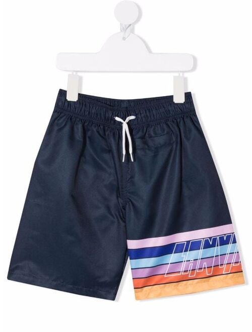 LANVIN Enfant striped-panel swim shorts