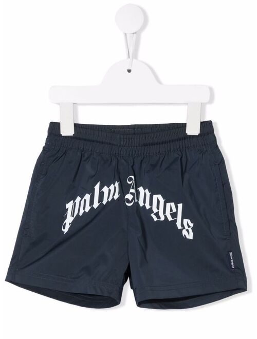 Palm Angels Kids logo-print swim shorts