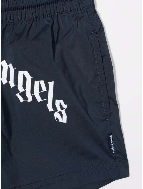 Palm Angels Kids logo-print swim shorts