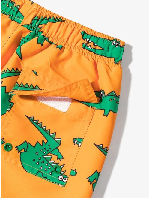 Stella McCartney Kids crocodile-print recycled-polyester shorts